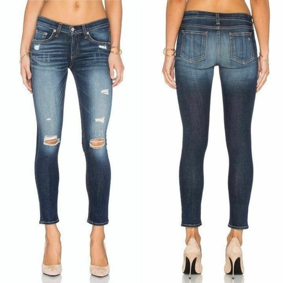 Rag & Bone Capri Destroy Skinny Dark Shredded - Picture 1 of 7
